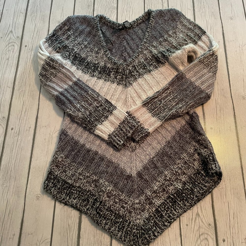 Ladies Gray V-Cut Sweater